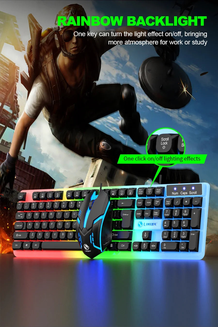 GTX350 Gaming Kit: LED Keyboard & Mouse for PC & Laptop