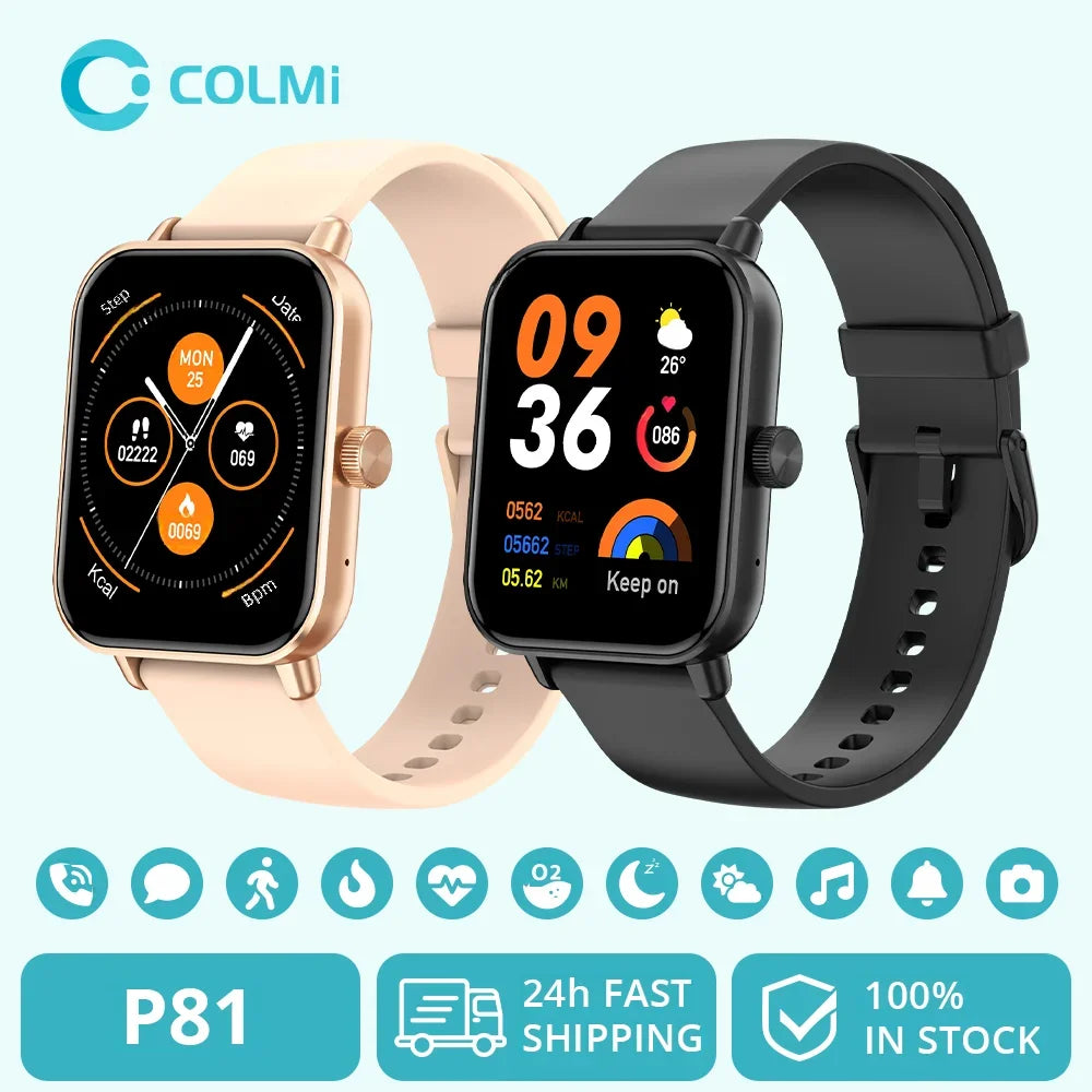 COLMI P81 — Technology and style on your wrist take calls, track your health 24/7, and explore over 100 sport modes.Connect via Bluetooth and live the smart life.
