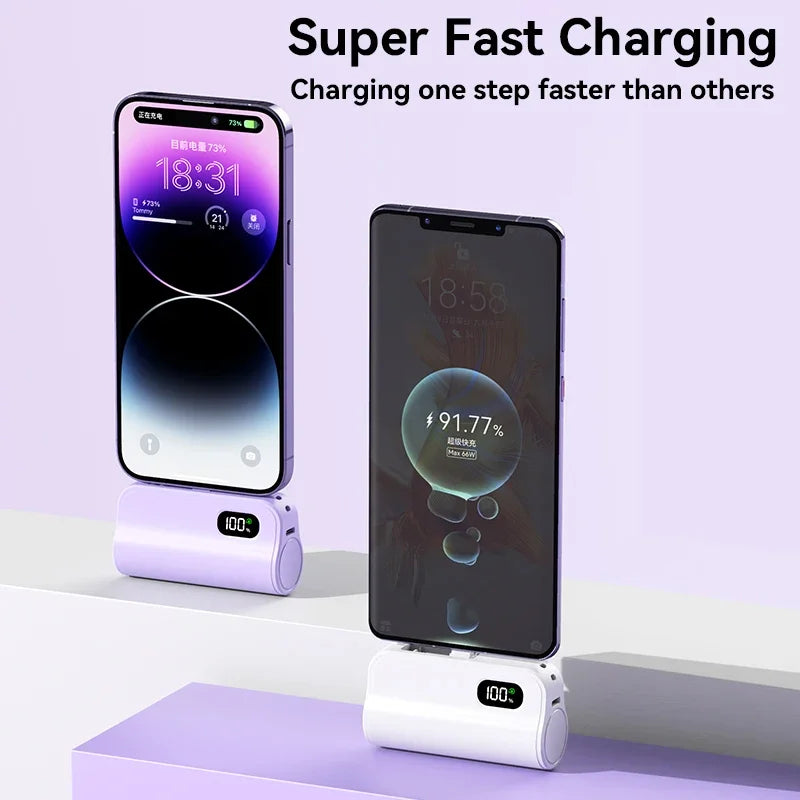 Mini Capsule Power Bank 50000mAh — Compact, Powerful & Wireless Fast Charging