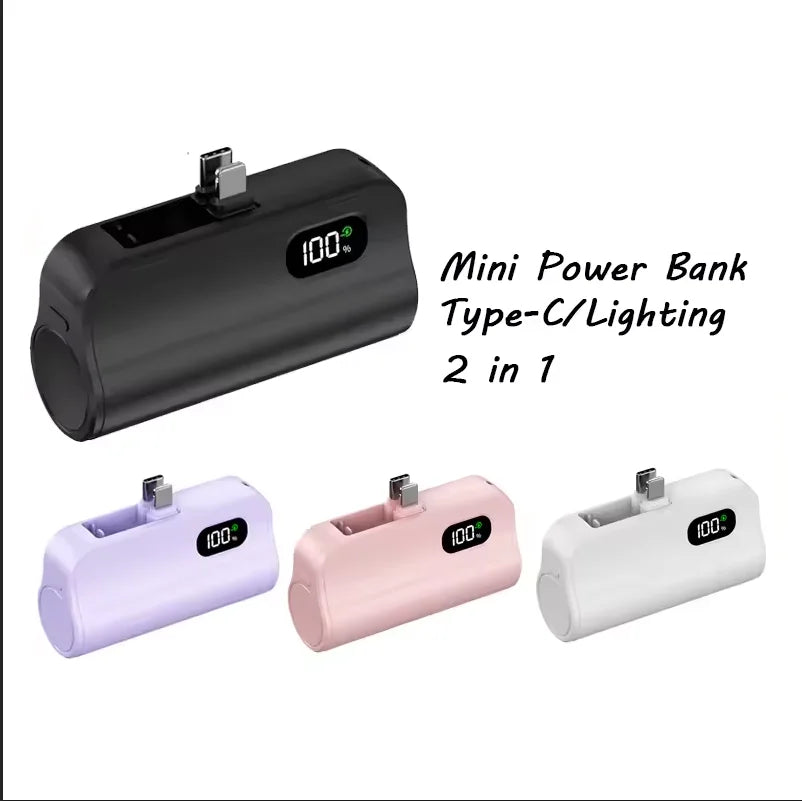 Mini Capsule Power Bank 50000mAh — Compact, Powerful & Wireless Fast Charging