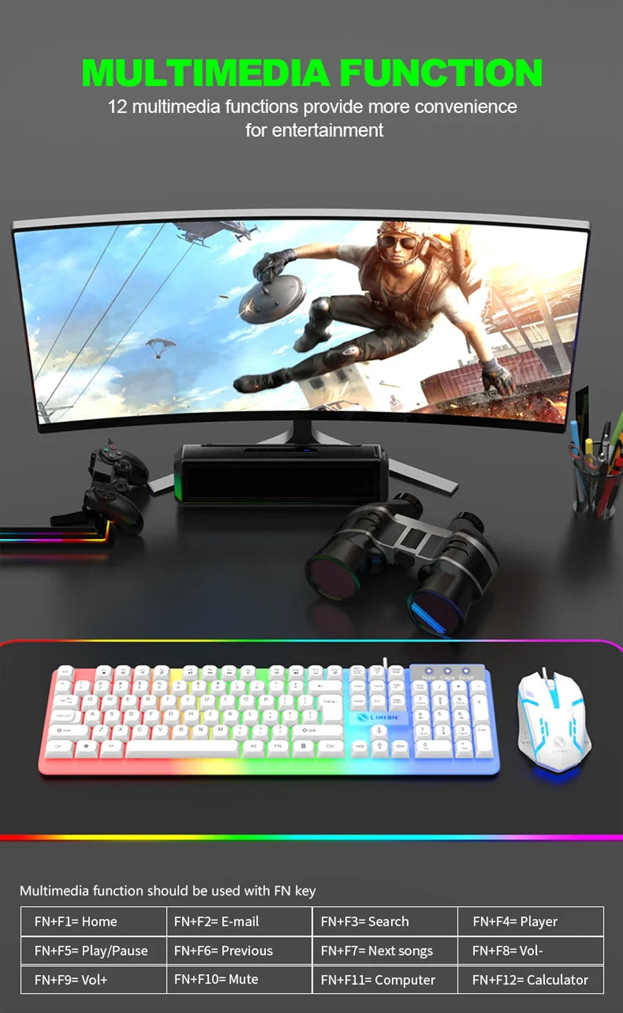 GTX350 Gaming Kit: LED Keyboard & Mouse for PC & Laptop