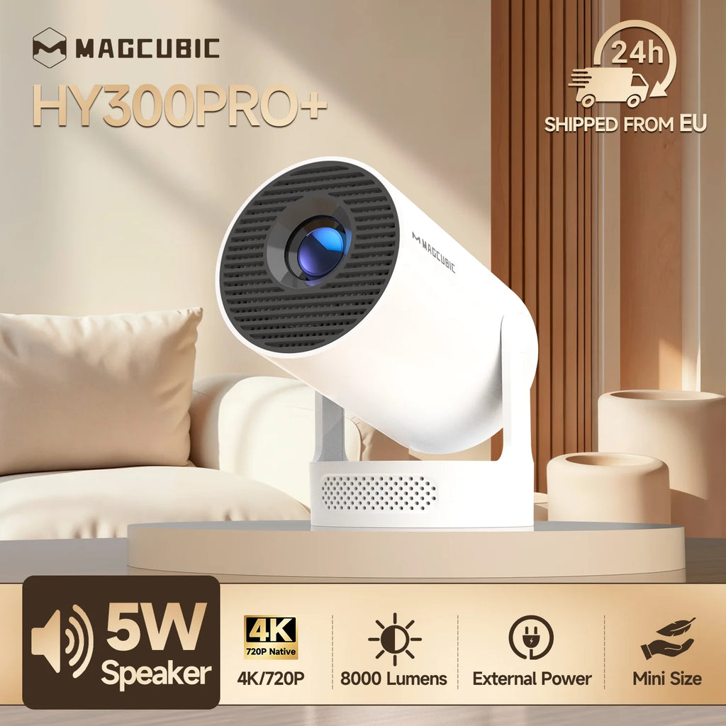 Magcubic HY300 Pro+ Portable 4K Projector – Smart Android 11, 8000 Lumens, WiFi 6, Bluetooth 5.4, HD Theater Experience