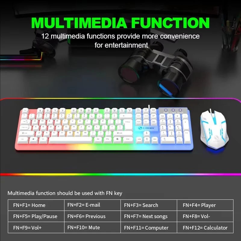 GTX350 Gaming Kit: LED Keyboard & Mouse for PC & Laptop